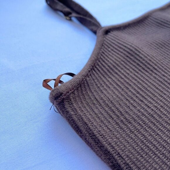 NWOT HOUSE OF HARLOW 1960 BROWN RIBBED KNIT MINI DRESS - M - Picture 7 of 9